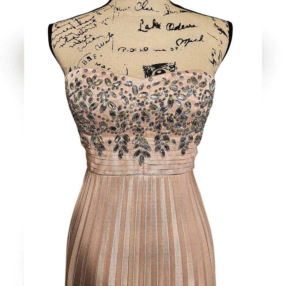 My Michelle Strapless Shimmery Beaded Gown - Picture 5 of 15